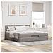 Struttura Letto Pouf con Materasso Tortora 160x200cm in Tessuto - Foto miniatura 4