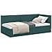 Cornice del letto ad angolo Verde scuro 80 x 200 cm Tessuto - Foto miniatura 3