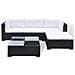 Set Divani Da Giardino 5 Pz Con Cuscini In Polyrattan Nero - Foto miniatura 4