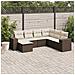 Set Divani da Giardino 7 pz con Cuscini Marrone in Polyrattan - Foto miniatura 2