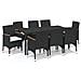 Set Pranzo da Giardino 9 pz con Cuscini in Polyrattan Nero - Foto miniatura 1