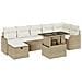 Set Divano da Giardino con cuscino 8 pcs Beige Poly Rattan - Foto miniatura 1