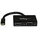 Adattatore Mini DisplayPort a HDMI e VGA - Convertitore audio / video da viaggio mDP 2 in 1 - 1920x1200 / 1080p - Nero - Foto miniatura 1