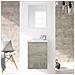Mobile sottolavabo Peoria, Mobiletto per bagno sospeso, Armadio a 1 anta e specchio, cm 40x22h58, Rovere - Foto miniatura 2