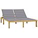 Lettino Prendisole Doppio e Cuscini Grigi in Pino Impregnato - Foto miniatura 1