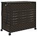 Cesto Portabiancheria Ruote Marrone Scuro 66x35x60 Cm Rattan - Foto miniatura 2