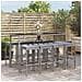Set Bar Da Giardino 9 Pz Con Cuscini In Polyrattan Grigio - Foto miniatura 8