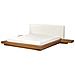 Letto Ad Acqua Matrimoniale Legno Chiaro Con Testata In Bouclé 180 X 200 Cm Zen - Foto miniatura 4