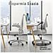 Sedia Da Ufficio Con Supporto Lombare, Sedia Ufficio Ergonomica Con Braccioli Regolabili In Rete Traspirante, Poltrona Da Ufficio Altezza Regolabile E Schienale Inclinabile, Gris - Foto miniatura 7