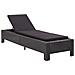 Lettino Prendisole Con Cuscino Nero In Polyrattan - Foto miniatura 2