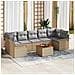 Set di divani da giardino in 8 pezzi con cuscini beige in rattan poly e acacia, Divano da giardino per 2 persone con storage & cuscini beige in rattan poly - Foto miniatura 2