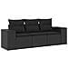 Set Divani da Giardino 3 pz con Cuscini in Polyrattan Nero - Foto miniatura 1