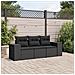 Set Divani da Giardino 3 pz con Cuscini in Polyrattan Nero - Foto miniatura 2