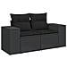 Set Divani da Giardino 3 pz con Cuscini in Polyrattan Nero - Foto miniatura 3