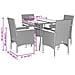 Set da Pranzo da Giardino 5 pz con Cuscini Polyrattan e Vetro - Foto miniatura 7