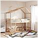 Letto Soppalco con Scala e Tetto 90x190 cm Legno Massello Pino - Foto miniatura 2
