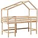 Letto Soppalco con Scala e Tetto 90x190 cm Legno Massello Pino - Foto miniatura 3