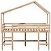 Letto Soppalco con Scala e Tetto 90x190 cm Legno Massello Pino - Foto miniatura 4