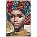 Dipinto Su Tela Deva B Con Cornice, Ritratto Femminile Con Turbante Multicolore - Foto miniatura 3
