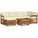 Set divani 7 pcs Naturale e Crema Legno di Acacia Massello - Foto miniatura 1
