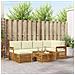 Set divani 7 pcs Naturale e Crema Legno di Acacia Massello - Foto miniatura 2