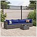 Set Divani da Giardino 5 pz con Cuscini in Polyrattan Grigio - Foto miniatura 2