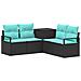 Set di divani 5 pz Nero e Blu Rattan sintetico e Acciaio - Foto miniatura 1