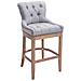 Sgabello Legno Lakewood Antico-Chiaro - Sgabello Alto Vintage in Tessuto - Sedia Bar Chesterfield con Poggiapiedi Alt. 74 cm Grigio Chiaro - Foto miniatura 1