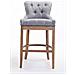 Sgabello Legno Lakewood Antico-Chiaro - Sgabello Alto Vintage in Tessuto - Sedia Bar Chesterfield con Poggiapiedi Alt. 74 cm Grigio Chiaro - Foto miniatura 2