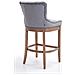 Sgabello Legno Lakewood Antico-Chiaro - Sgabello Alto Vintage in Tessuto - Sedia Bar Chesterfield con Poggiapiedi Alt. 74 cm Grigio Chiaro - Foto miniatura 4
