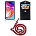 Catena Di Telefoni Cellulari Compatibile Con Samsung Galaxy A70 In Rosso Rubino - Coperchio Protettivo In Silicone Con Anelli D'argento, Cinturino In Corda E Custodia Staccabile - Foto miniatura 6