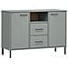 Credenza Gambe Metallo Grigio 113x40x77 Cm Legno Massello Oslo - Foto miniatura 2