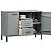 Credenza Gambe Metallo Grigio 113x40x77 Cm Legno Massello Oslo - Foto miniatura 3