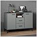 Credenza Gambe Metallo Grigio 113x40x77 Cm Legno Massello Oslo - Foto miniatura 1