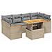 Set Divani Da Giardino 7 Pz Con Cuscini Beige In Polyrattan - Foto miniatura 1