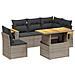 Set Divano Da Giardino 6 Pz Con Cuscini Grigio In Polyrattan - Foto miniatura 2