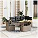 Set Divano Da Giardino 6 Pz Con Cuscini Grigio In Polyrattan - Foto miniatura 1