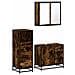 Set Mobili Da Bagno 3 Pz Rovere Fumo In Legno Multistrato - Foto miniatura 2