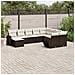 Set Divani Da Giardino 10pz Con Cuscini In Polyrattan Marrone - Foto miniatura 1