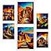 Set Di 6 Stampe Terra Dipinta A Olio. Illustrazioni Di Monumenti E Città In Stile Fotografico A Colori. A3 & A4 Cornice Bianca - Foto miniatura 1