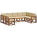 Set di divani da esterno con cuscino 9 pcs Naturale e Beige - Foto miniatura 1