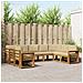 Set di divani da esterno con cuscino 9 pcs Naturale e Beige - Foto miniatura 2