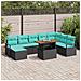 Set da Pranzo per Giardino con cuscino 9 pcs Nero e Verde acqua - Foto miniatura 2