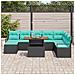 Set da Pranzo per Giardino con cuscino 9 pcs Nero e Verde acqua - Foto miniatura 3
