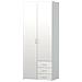 Guardaroba, A Due Ante E Tre Cassetti, Colore Bianco Lucido, Cm 77.6 X 200.4 X 49.5 - Foto miniatura 4