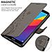 Custodia Compatibile Con Honor 7c In Grigio Fiore - Coperchio Protettivo In Design Floreale Con Chiusura Magnetica, Funzione Stand E Slot Per Carte - Foto miniatura 5