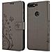 Custodia Compatibile Con Honor 7c In Grigio Fiore - Coperchio Protettivo In Design Floreale Con Chiusura Magnetica, Funzione Stand E Slot Per Carte - Foto miniatura 8
