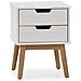 Comodino Baku 2 Cassetti Bianco, Legno Massello - Foto miniatura 1