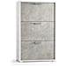 Scarpiera Peonia, Mobile Multiuso Da Ingresso Con 3 Ante A Ribalta, Armadietto Portascarpe A Doppia Profondità, 100% Made In Italy, 67x28h112 Cm, Bianco E Cemento - Foto miniatura 2
