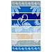 Telo Mare Jacquard Spugna Asciugamano Spiaggia Disegno Flamingo Family Telo Mare Blu - Foto miniatura 1